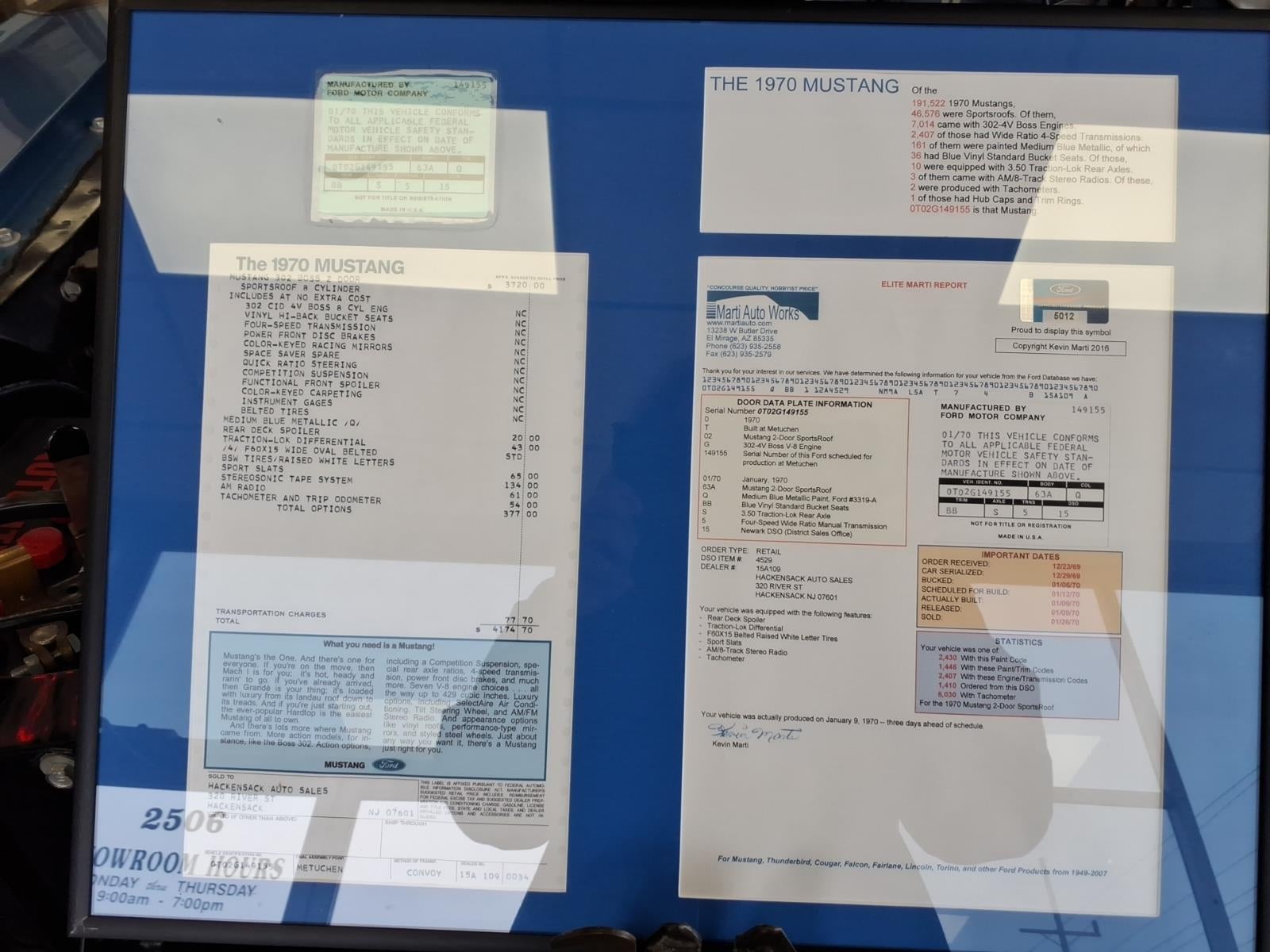 1970 Ford MUSTANG BOSS 302 VINYL